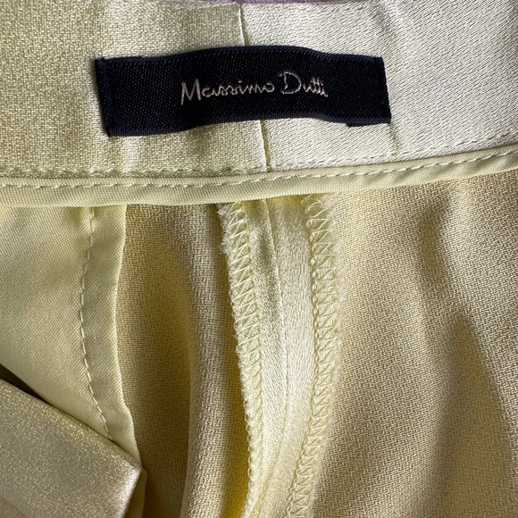 Massimo Dutti Wide Leg Satin Lemon-Yellow Pants Size 24 - Picture 6 of 8